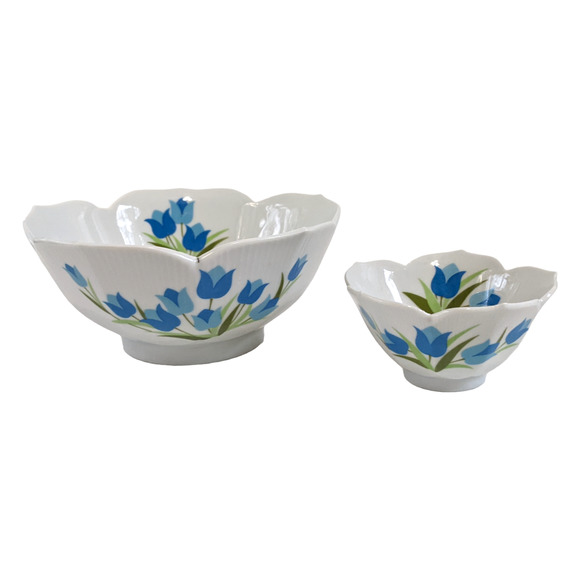 Vintage 60's 70's Flower Power Lotus Bowl Set, Japanese Nesting Lotus Bowls - Picture 1 of 10